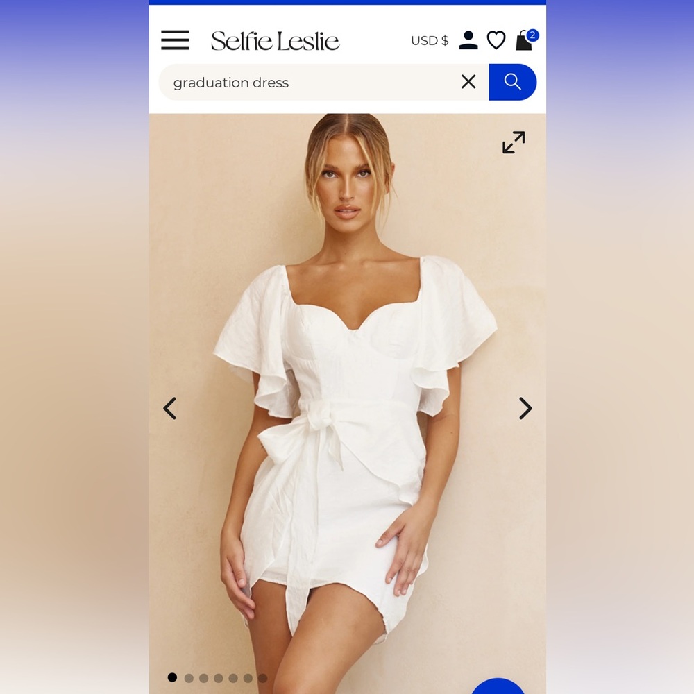 Selfie Leslie White Ruffle Sleeve Dress